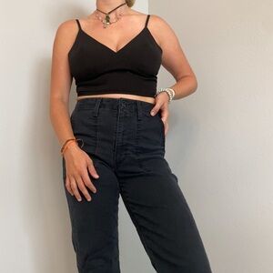 LULUMARI BLACK CROP TOP, size M